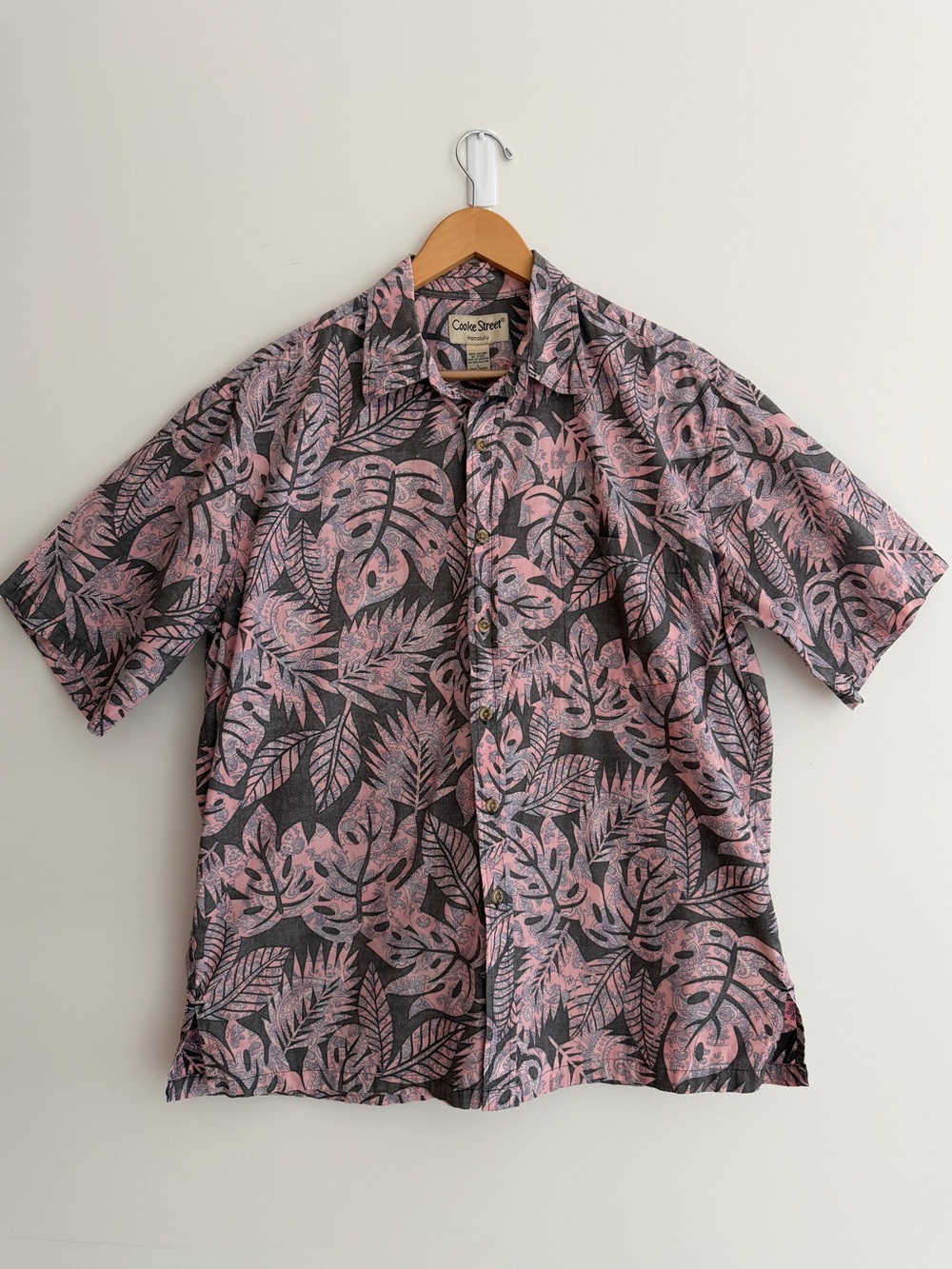 COOKE STREET Vintage Hawaiian Shirt Short Sleeve Button Front Tropical Leaf Tiki